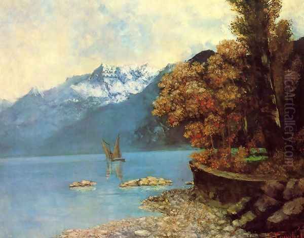 Lake Leman, 1874 Oil Painting by Gustave Courbet