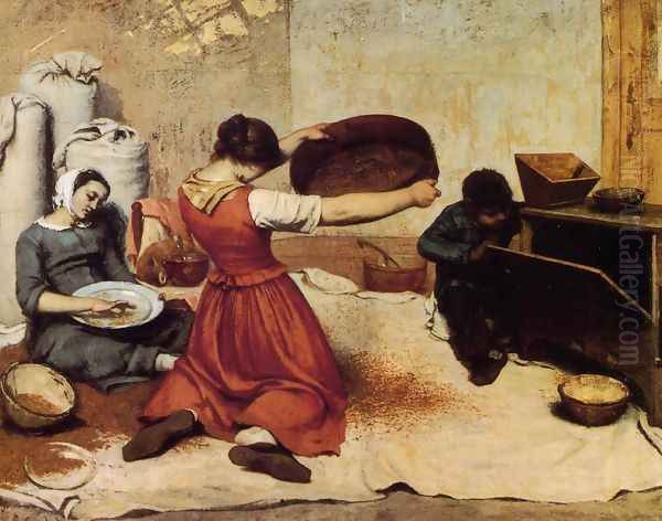 The Grain Sifters Oil Painting by Gustave Courbet