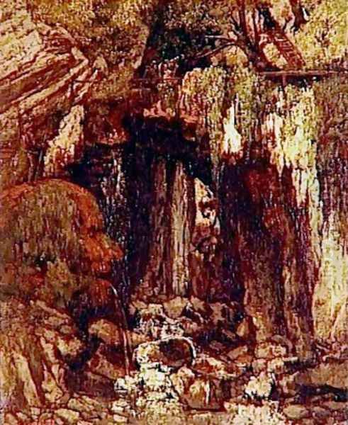 La grotte des geants a Saillon (Valais - Suisse) Oil Painting by Gustave Courbet