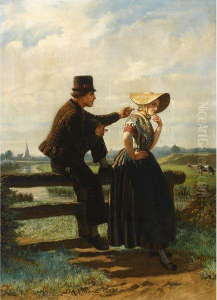 The Flirtation Oil Painting by Adolph Alexander Dillens