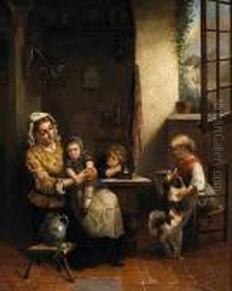 In The Kitchen Oil Painting by Henri Jozef Dillens