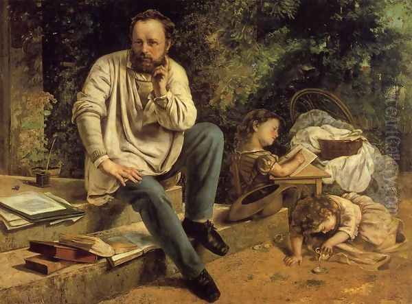 Portrait of P.J. Proudhon in 1853 Oil Painting by Gustave Courbet