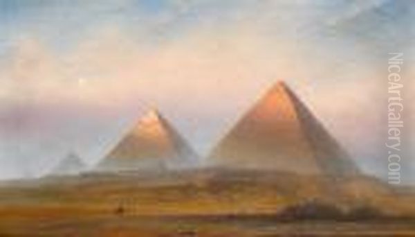 The Pyramids At Sunrise Oil Painting by Frank Dillon