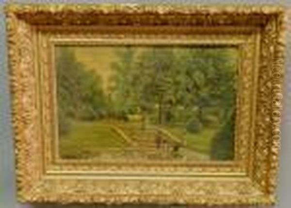 Formal Garden Scene With Figures Oil Painting by Frank Dillon