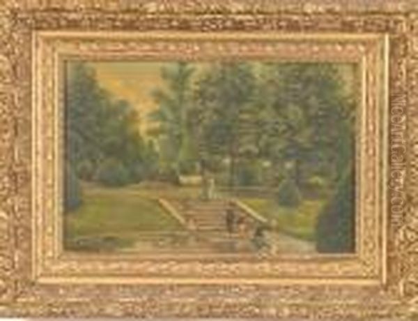 Formal Garden Scene With Figures Oil Painting by Frank Dillon