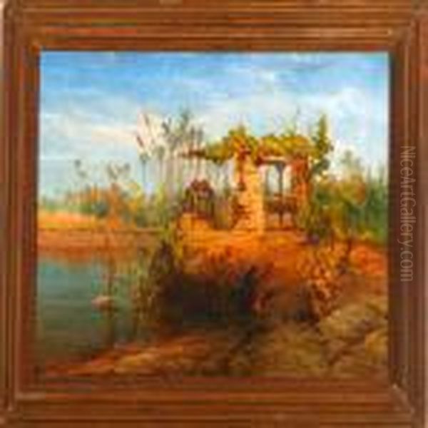 A Egyptian Landscapescenery Oil Painting by Frank Dillon