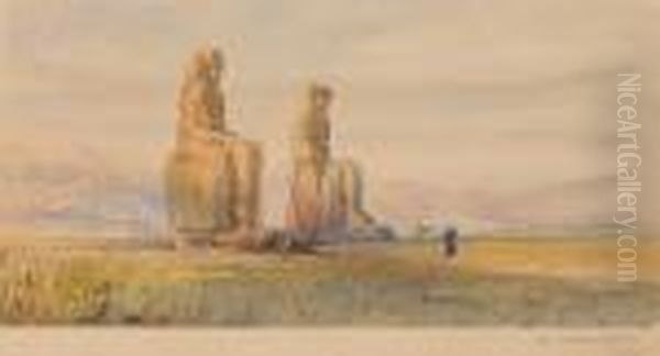 The Colossi Of Memnon, Thebes Oil Painting by Frank Dillon