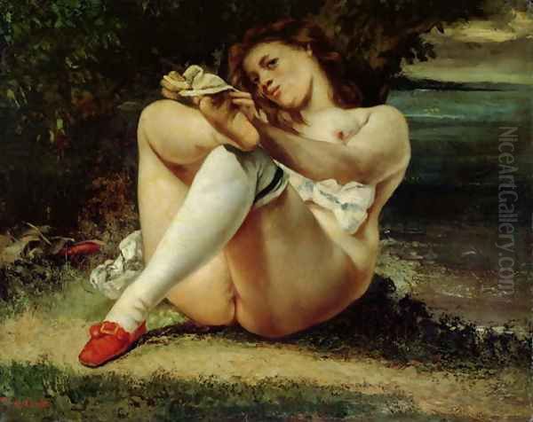 Woman in White Stockings, c.1861 Oil Painting by Gustave Courbet