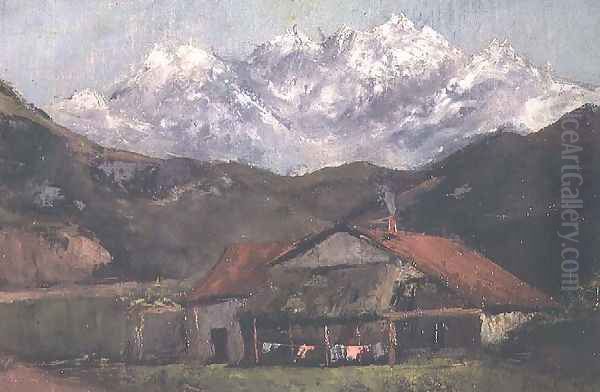 A Hut in the Mountains Oil Painting by Gustave Courbet