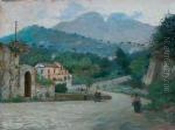 Monte Finestra A Cava Dei Tirreni Oil Painting by Francesco Paolo Diodati