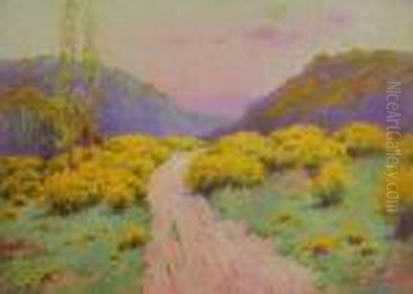 Chemin Aux Fleurs Jaunes Oil Painting by Serkis Diranian