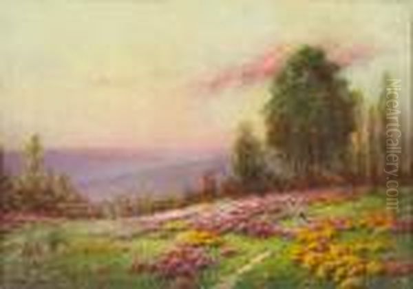 A Summer Meadow Oil Painting by Serkis Diranian