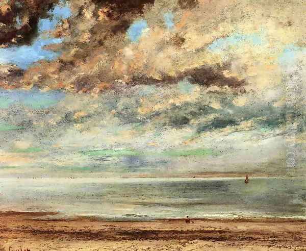 The Beach, Sunset Oil Painting by Gustave Courbet