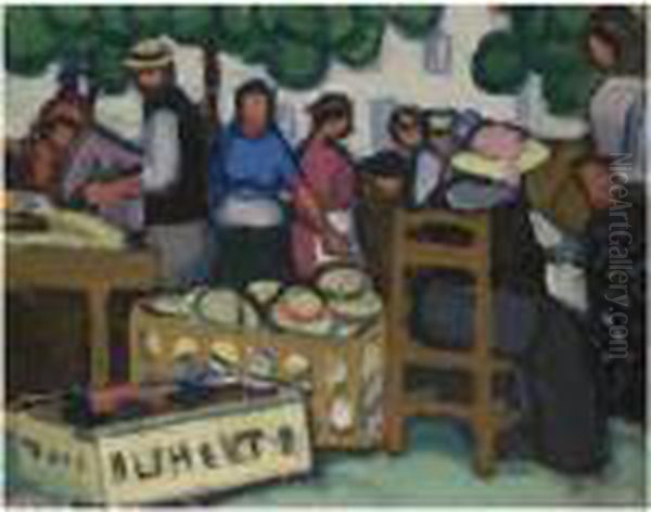 Martigues Market 2 Oil Painting by Jessica Dismorr