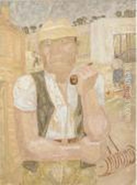 Portrait Of A Farmer With A Pipe Oil Painting by Jessica Dismorr