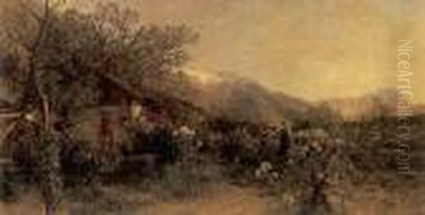 Alpine Revelry Oil Painting by Adolf Gustav Ditscheiner