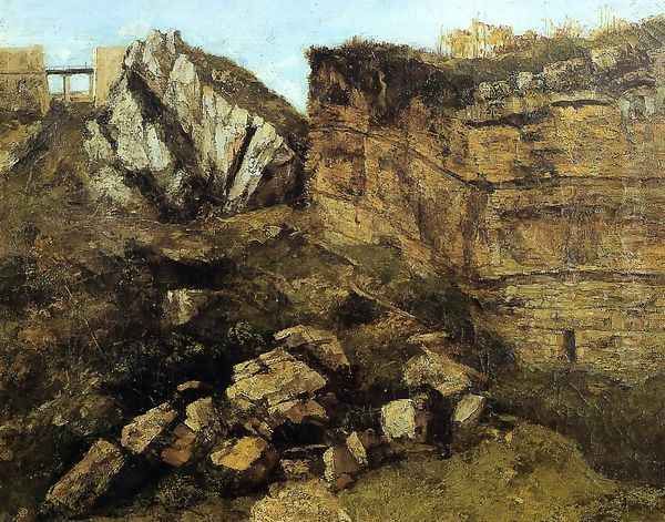 Crumbling Rocks Oil Painting by Gustave Courbet