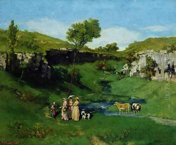 The Village Maidens, 1851 Oil Painting by Gustave Courbet