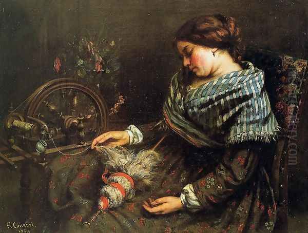 The Sleeping Embroiderer, 1853 Oil Painting by Gustave Courbet