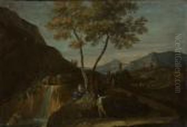 Paesaggio Del Bellunese Oil Painting by Antonio Diziani