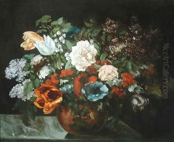 Bouquet of Flowers, 1863 Oil Painting by Gustave Courbet