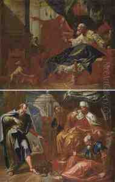 Pair Of Works: Biblical Scenes. Oil Painting by Antonio Diziani