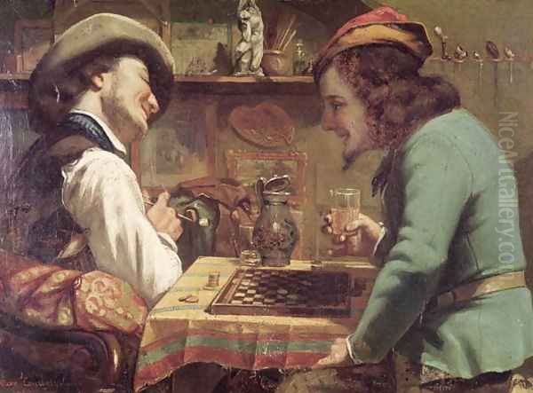 The Game of Draughts, 1844 Oil Painting by Gustave Courbet