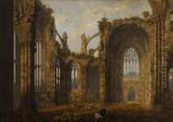 Melrose Abbey Oil Painting by John Dobbin