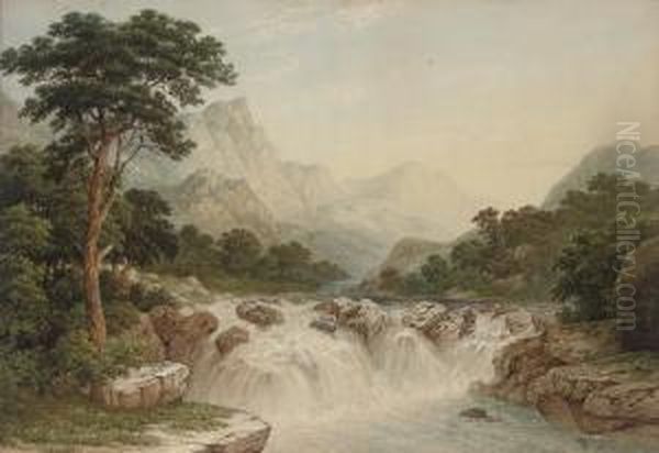 Falls Of The Tummel, Scotland Oil Painting by John Dobbin