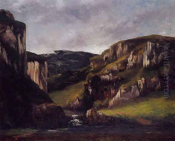 Cliffs near Ornans Oil Painting by Gustave Courbet