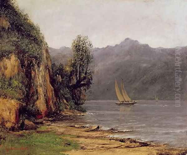 Vue du Lac Leman, c.1873-77 Oil Painting by Gustave Courbet