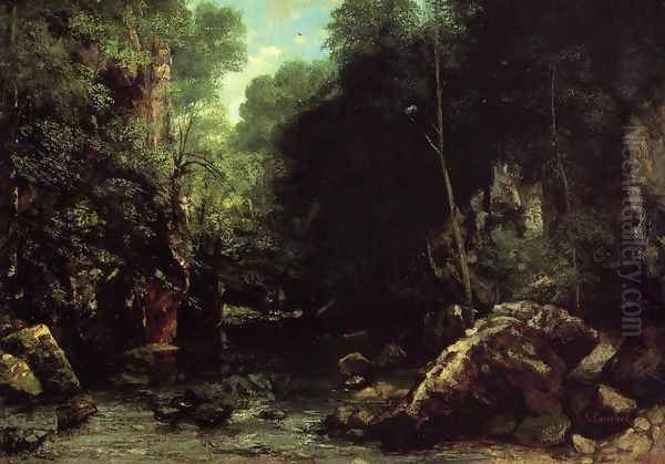 The Shaded Stream (or The Stream of the Puits Noir) Oil Painting by Gustave Courbet