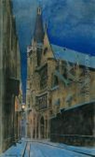 Saint-severin Church In Paris Oil Painting by Odo Dobrowolski