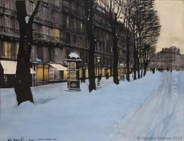 Paryz. Bulwar Montparnasse Oil Painting by Odo Dobrowolski