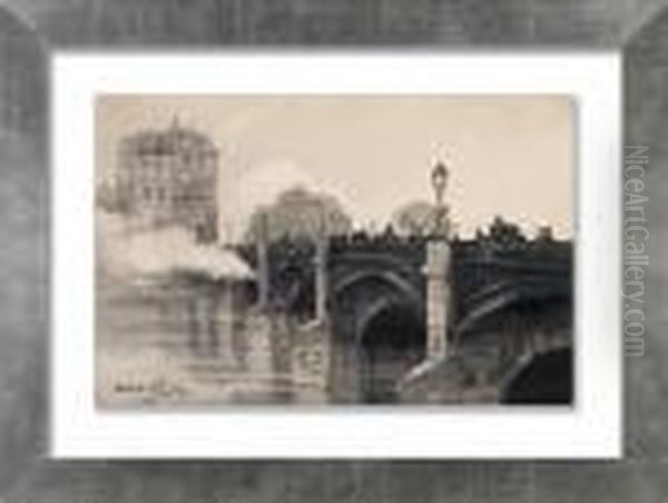 Pont Neuf In Paris Oil Painting by Odo Dobrowolski