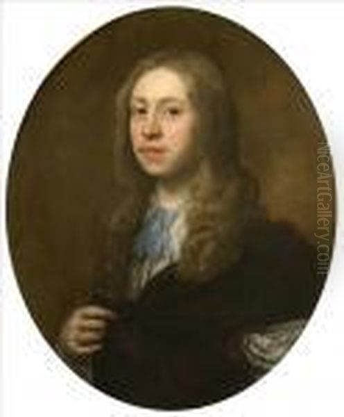 Portrait Of A Gentleman, By 
Repute A Member Of The Savile Family Of Thornhill, Yorkshire, Bust 
Length Oil On Canvas Oval, 68cm X 58cm Oil Painting by William Dobson