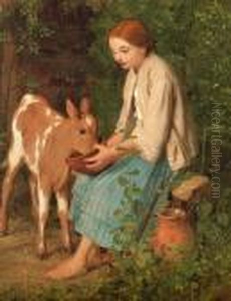 Feeding Time Oil Painting by William Charles Thomas Dobson