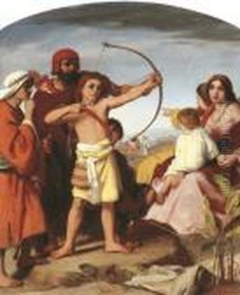 Study For 'and David Bade Them Teach The Children Of Judah The Use Of The Bow' Oil Painting by William Charles Thomas Dobson