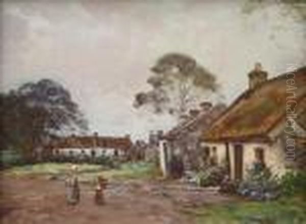 Ayrshirevillage Oil Painting by Alexander Brownlie Docharty