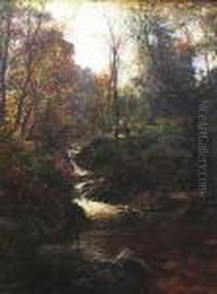 A River Landscape Oil Painting by Alexander Brownlie Docharty