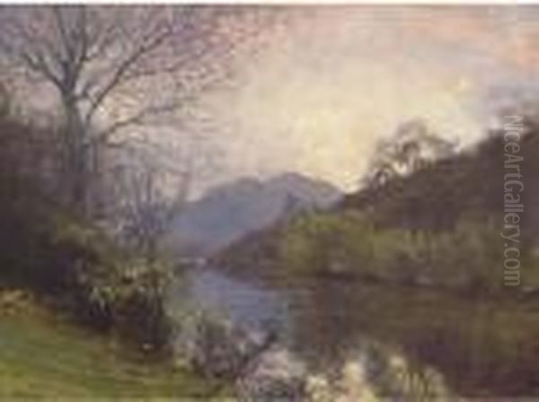 Reflections On The River Oil Painting by Alexander Brownlie Docharty