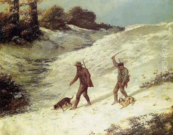 Poachers in the Snow Oil Painting by Gustave Courbet