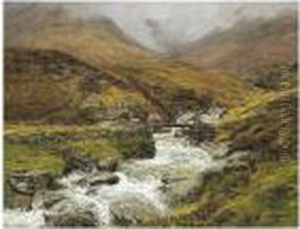 A Highland Spate Oil Painting by Alexander Brownlie Docharty