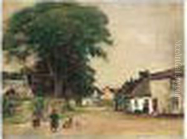 Playing In The Street Oil Painting by Alexander Brownlie Docharty