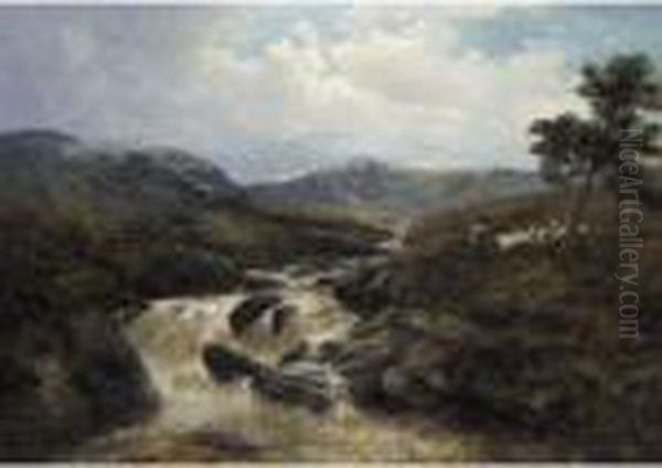 Mountain Torrent Oil Painting by James Docharty