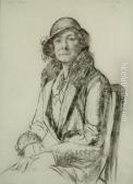 Portrait Of Mrs F. Perkins Oil Painting by Francis H. Dodd