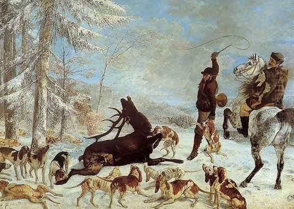 The Hallali of the Stag Oil Painting by Gustave Courbet