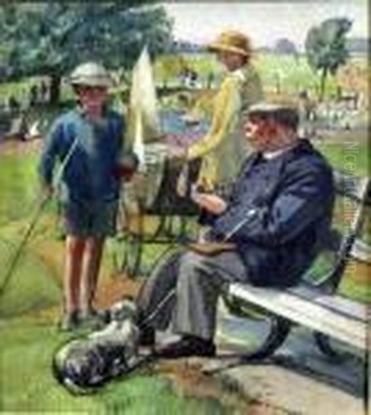 Boating Lake, Blackheath Oil Painting by Francis H. Dodd