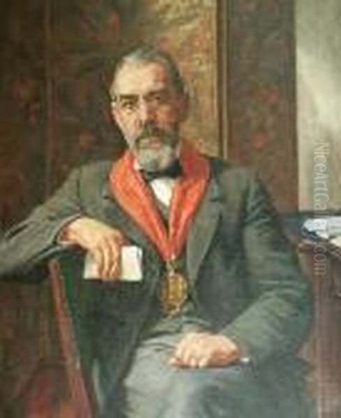 Portrait Of A Gentleman Seated, Wearing A Badge Of Office Oil Painting by Francis H. Dodd