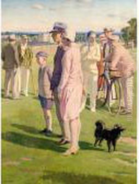 Saturday Afternoon, The Cricket Match On Blackheath Oil Painting by Francis H. Dodd